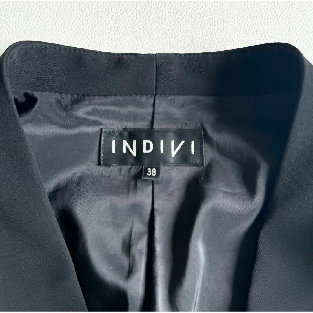 INDIVI(インディヴィ)のINDIVI ノーカラージャケット　ブラック レディースのジャケット/アウター(ノーカラージャケット)の商品写真