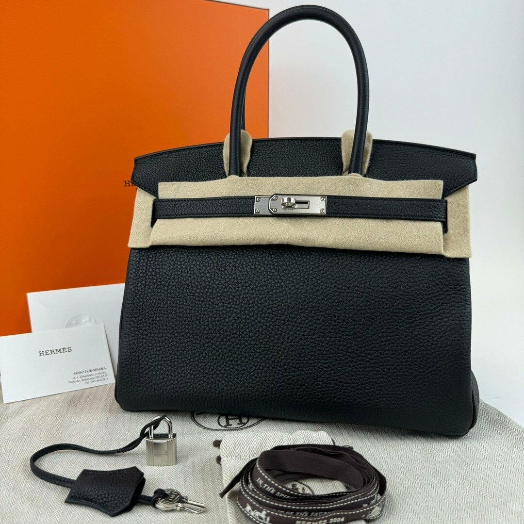 Hermes(エルメス)の新品未使用 HERMES エルメス Birkin30 バーキン30 Noir ノワール Togo トゴ PHW シルバー金具 B刻 レディースのバッグ(ハンドバッグ)の商品写真