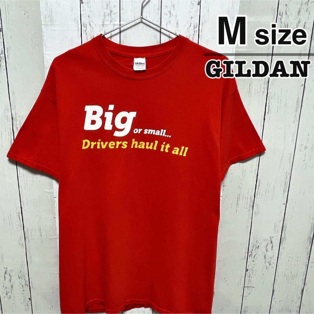 GILDAN(ギルタン)のUSA古着　GILDAN　Tシャツ　Mサイズ　レッド　赤　プリント　コットン メンズのトップス(Tシャツ/カットソー(半袖/袖なし))の商品写真