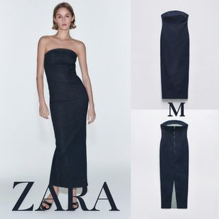 ザラ(ZARA)のZARA　ザラ　ZW テーラード デニムワンピース　M(ロングワンピース/マキシワンピース)