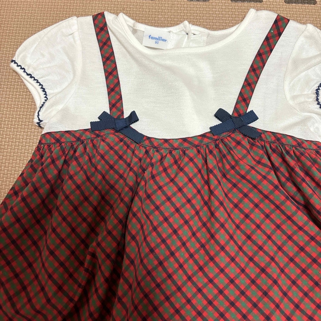 familiar(ファミリア)のファミリア　チェック　ワンピース　90 familiar キッズ/ベビー/マタニティのキッズ服女の子用(90cm~)(ワンピース)の商品写真