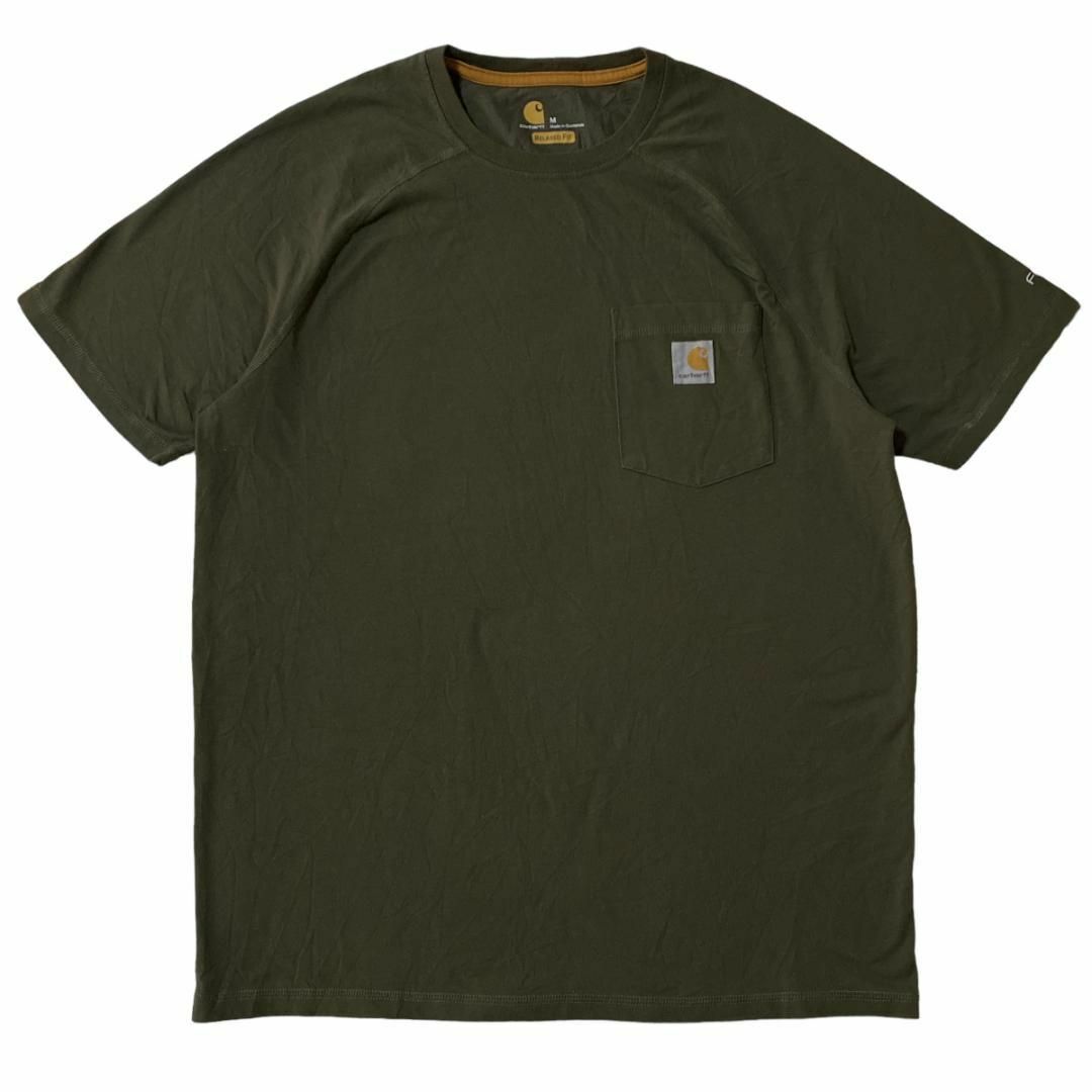 carhartt(カーハート)のcarhartt カーハート 半袖Tシャツ ロゴパッチ カーキ US古着x85 メンズのトップス(Tシャツ/カットソー(半袖/袖なし))の商品写真