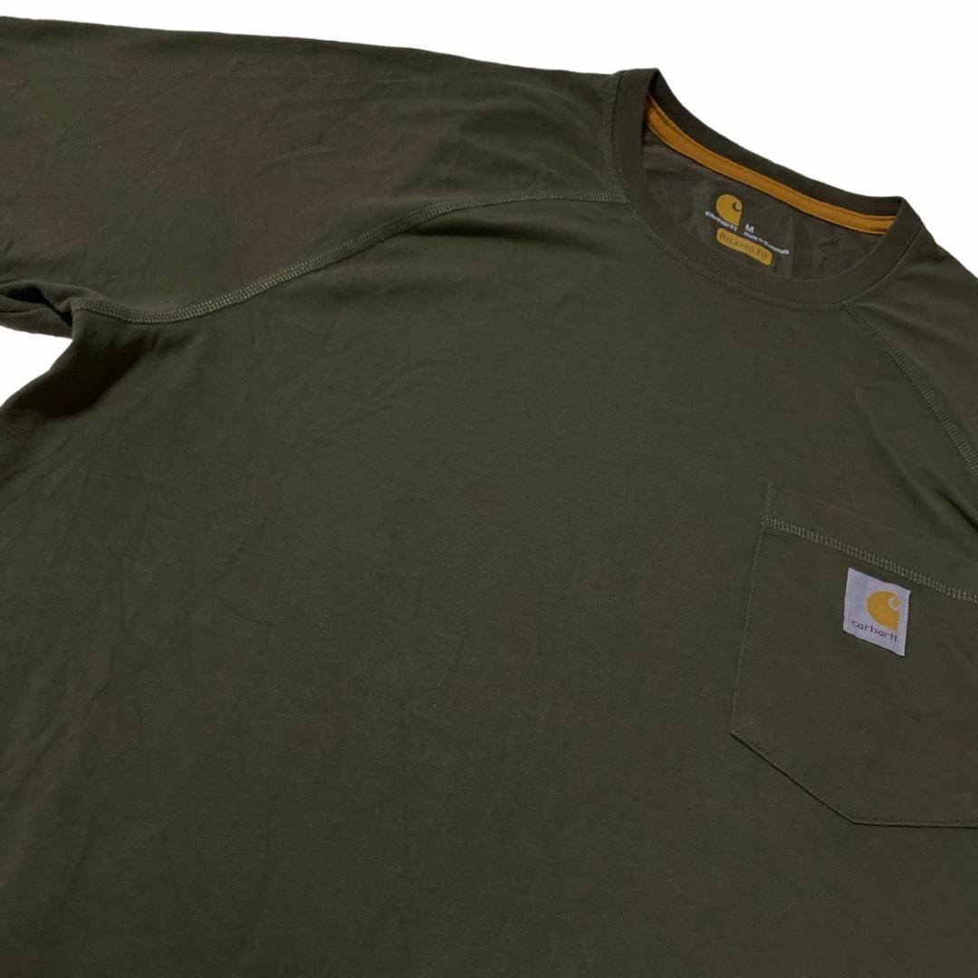 carhartt(カーハート)のcarhartt カーハート 半袖Tシャツ ロゴパッチ カーキ US古着x85 メンズのトップス(Tシャツ/カットソー(半袖/袖なし))の商品写真