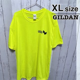 ギルタン(GILDAN)のUSA古着　GILDAN　Tシャツ　XL　イエロー　蛍光色　プリント　USG(Tシャツ/カットソー(半袖/袖なし))