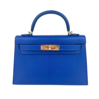 エルメス(Hermes)の新品未使用 HERMES エルメス Mini kelly ミニケリー Blue royal ブルーロイヤル Chevre シェーブル GHW ゴールド金具 B刻 2wayバッグ ショルダーバッグ(ショルダーバッグ)