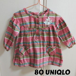 ユニクロ(UNIQLO)のチュニック　ブラウス　スモック　80 　ユニクロピンク(シャツ/カットソー)