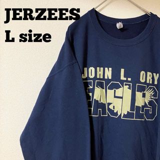 ジャージーズ(JERZEES)のJERZEES スウェット トレーナー Ｌサイズ　ＵＳＡ　古着　ネイビー(スウェット)