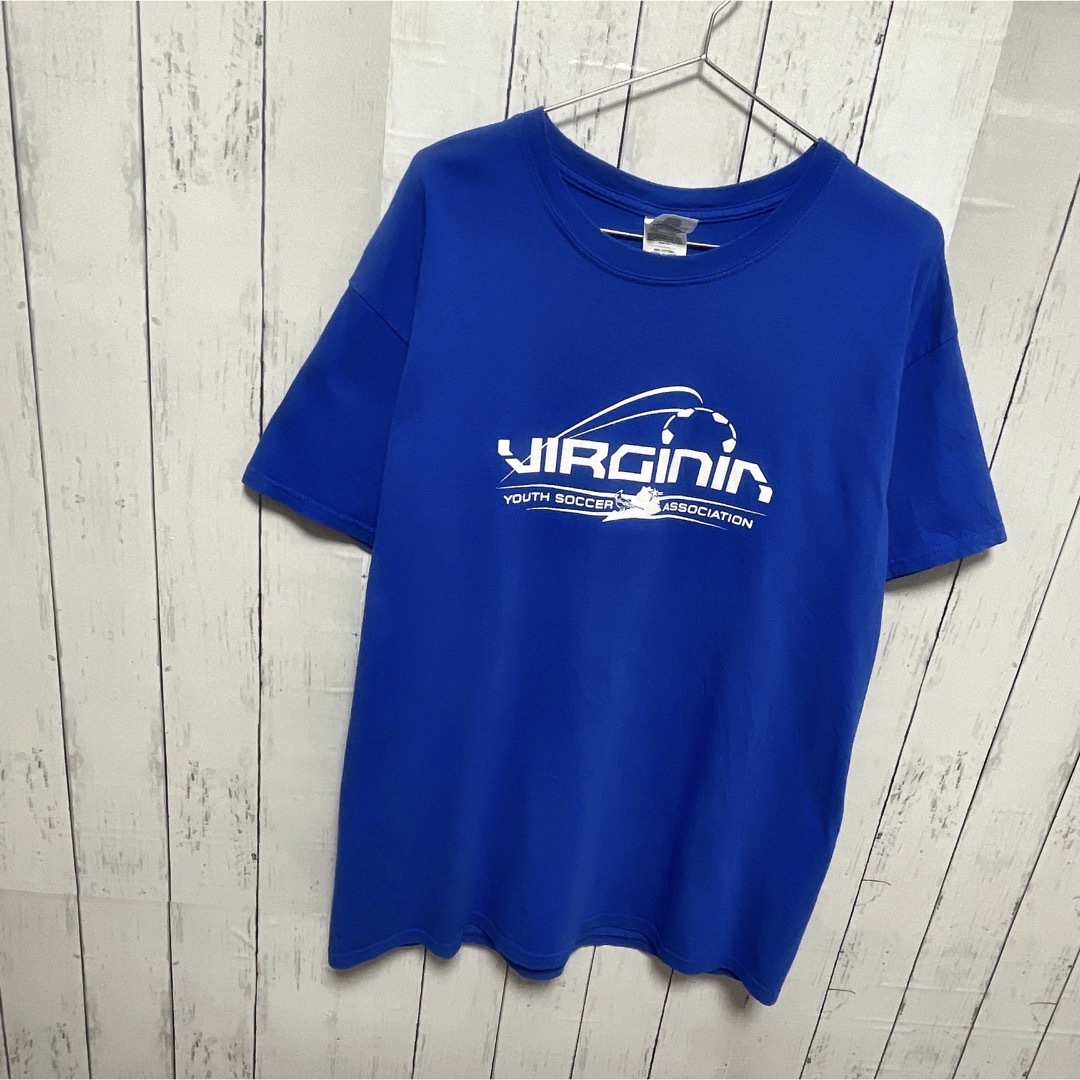 GILDAN(ギルタン)のUSA古着　GILDAN　Tシャツ　L　ブルー　サッカー　背番号　クルーネック メンズのトップス(Tシャツ/カットソー(半袖/袖なし))の商品写真