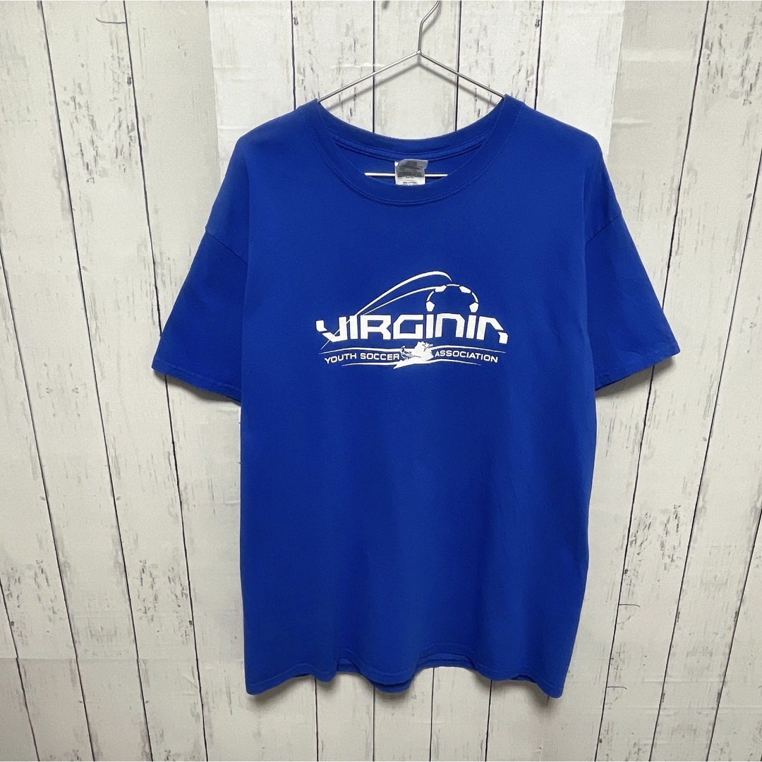 GILDAN(ギルタン)のUSA古着　GILDAN　Tシャツ　L　ブルー　サッカー　背番号　クルーネック メンズのトップス(Tシャツ/カットソー(半袖/袖なし))の商品写真