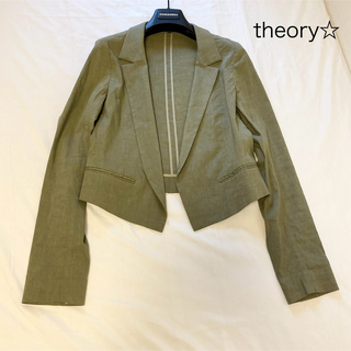theory - 定価4.4万☆theoryセオリー　リネン混ショートジャケット　クロップド丈
