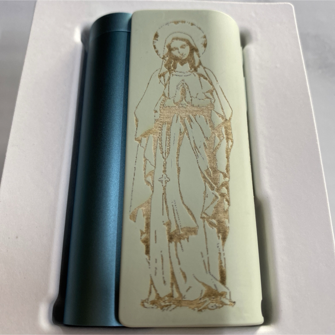 glo(グロー)の聖母 マリア レーザー加工 glo hyper X2 グローハイパー本体 ブルー メンズのファッション小物(タバコグッズ)の商品写真