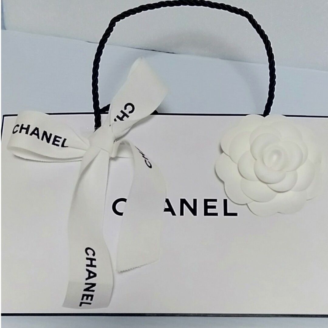 CHANEL(シャネル)の[ショップ袋⑨]シャネルショップ袋 カメリアリボン付き 2点 レディースのバッグ(ショップ袋)の商品写真