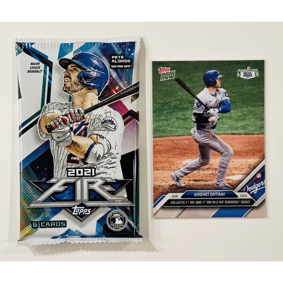 MLBカード Topps ファイヤ 2021年版 1パック＋大谷カード1枚セット エンタメ/ホビーのトレーディングカード(Box/デッキ/パック)の商品写真