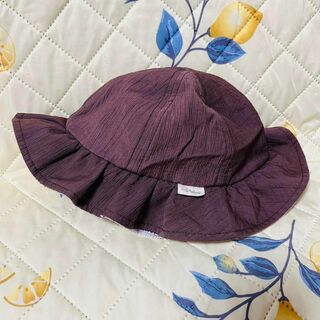 【美品❤️】西松屋　帽子　48センチ　ブラウン　フリル　シンプル　女の子　男の子(帽子)