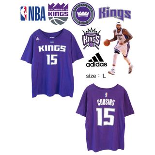 アディダス(adidas)のNBA　キングス　 Cousins 15　Tシャツ　L　紫　USA古着(Tシャツ/カットソー(半袖/袖なし))