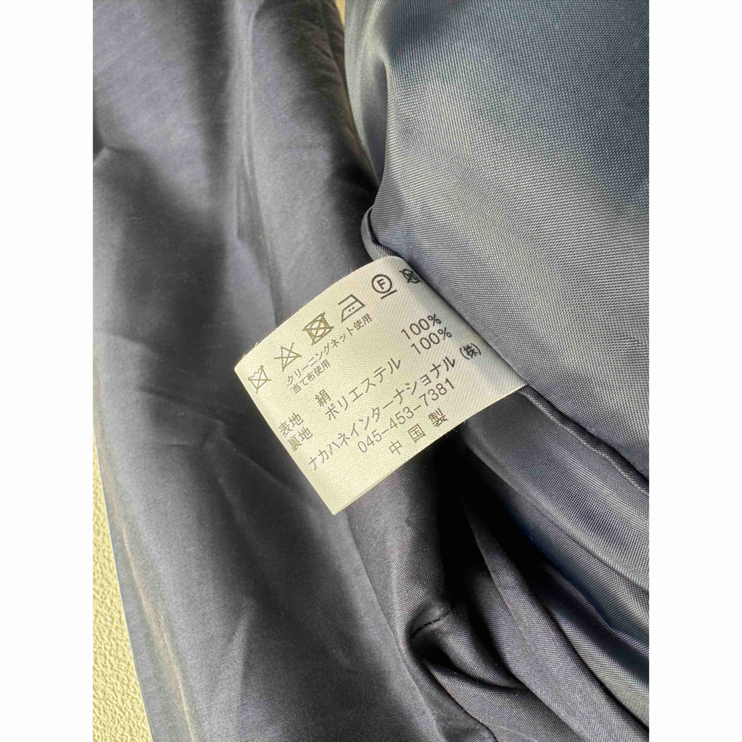 レディース　絹　シルク100% ジャケット　シャツ　羽織　ネイビー　Ｌサイズ レディースのジャケット/アウター(テーラードジャケット)の商品写真