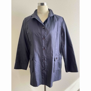 レディース　絹　シルク100% ジャケット　シャツ　羽織　ネイビー　Ｌサイズ(テーラードジャケット)