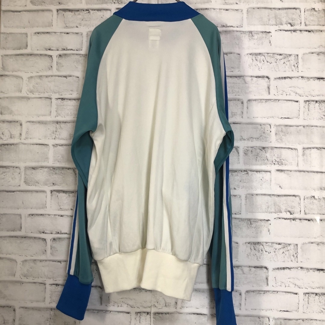 90s⭐️adidas トラックジャケットM 刺繍 vintage 白×緑×青白 90s⭐️adidas トラックジャケットM 刺繍 vintage 白×緑×青白