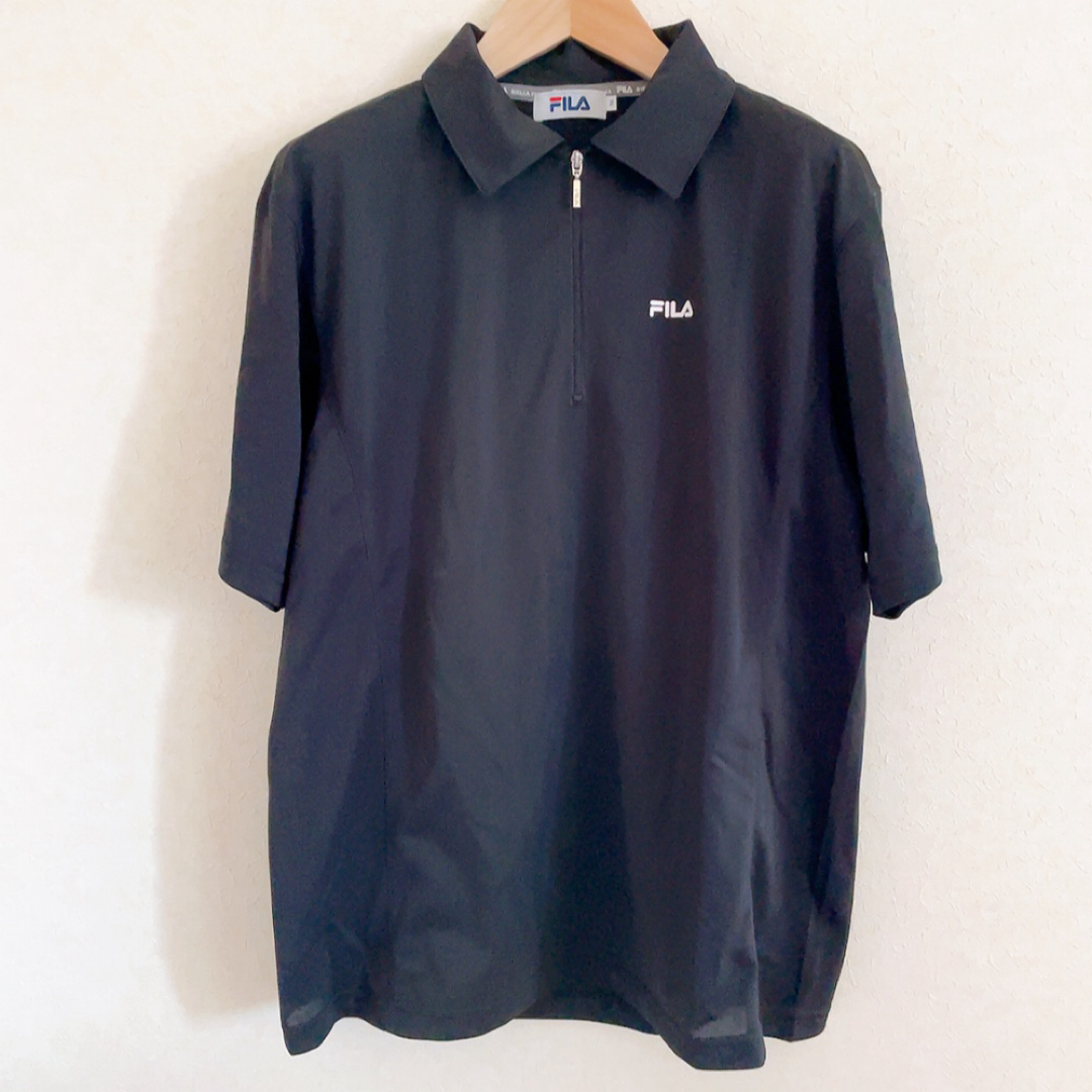 FILA(フィラ)のFILA フィラ ハーフジップ シャツ 黒 M メンズ メンズのトップス(Tシャツ/カットソー(半袖/袖なし))の商品写真