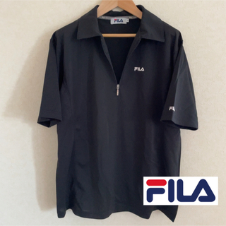 フィラ(FILA)のFILA フィラ ハーフジップ シャツ 黒 M メンズ(Tシャツ/カットソー(半袖/袖なし))