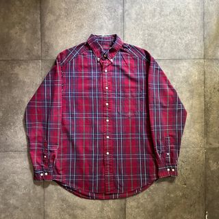 ギャップ(GAP)の90s old GAP オールドギャップ コットンチェックシャツ M エンジ(シャツ)