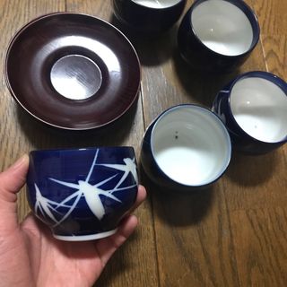 湯呑み茶碗 受皿  5セット 茶托 昭和 レトロ茶碗(陶芸)