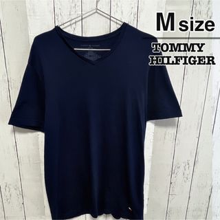 トミーヒルフィガー(TOMMY HILFIGER)のTOMMY HILFIGER　Tシャツ　M　ネイビー　ワンポイント　ロゴ　古着(Tシャツ/カットソー(半袖/袖なし))