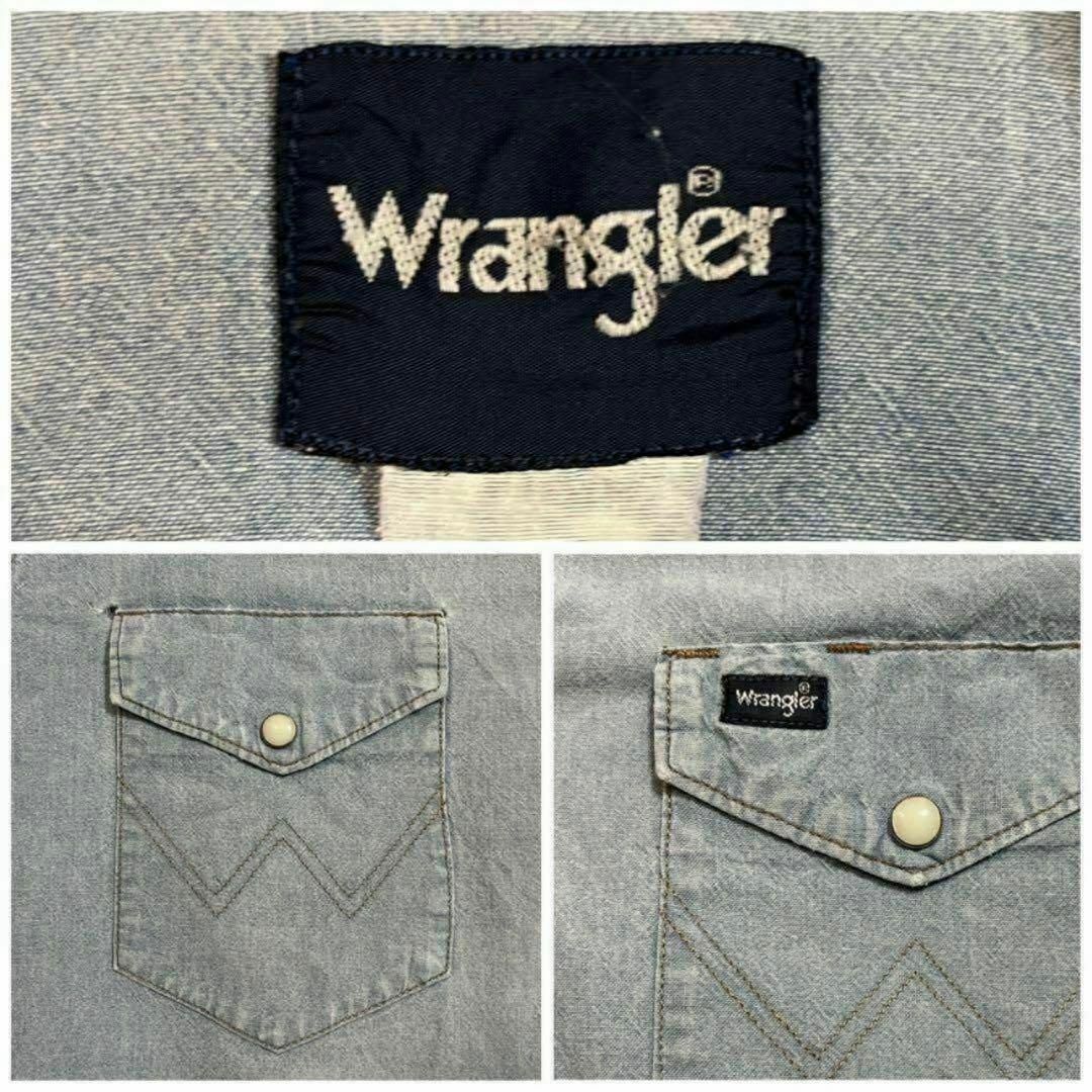 Wrangler(ラングラー)の古着　ボロデニムシャツ　80s80年代ラングラー　デニムシャツ　L相当　ブルー メンズのトップス(その他)の商品写真