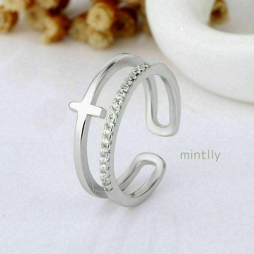 リング 指輪 ファッション クロス アクセサリー 大人 フリーサイズ シンプル レディースのアクセサリー(リング(指輪))の商品写真
