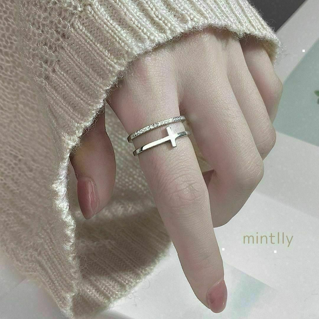 リング 指輪 ファッション クロス アクセサリー 大人 フリーサイズ シンプル レディースのアクセサリー(リング(指輪))の商品写真