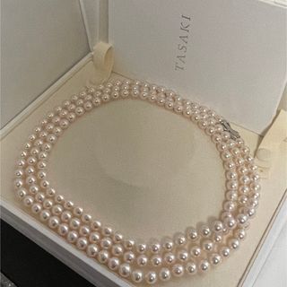 タサキ(TASAKI)の現行超美品】TASAKIロングネックレス7-7.4mm約１131cm シルバー(ネックレス)