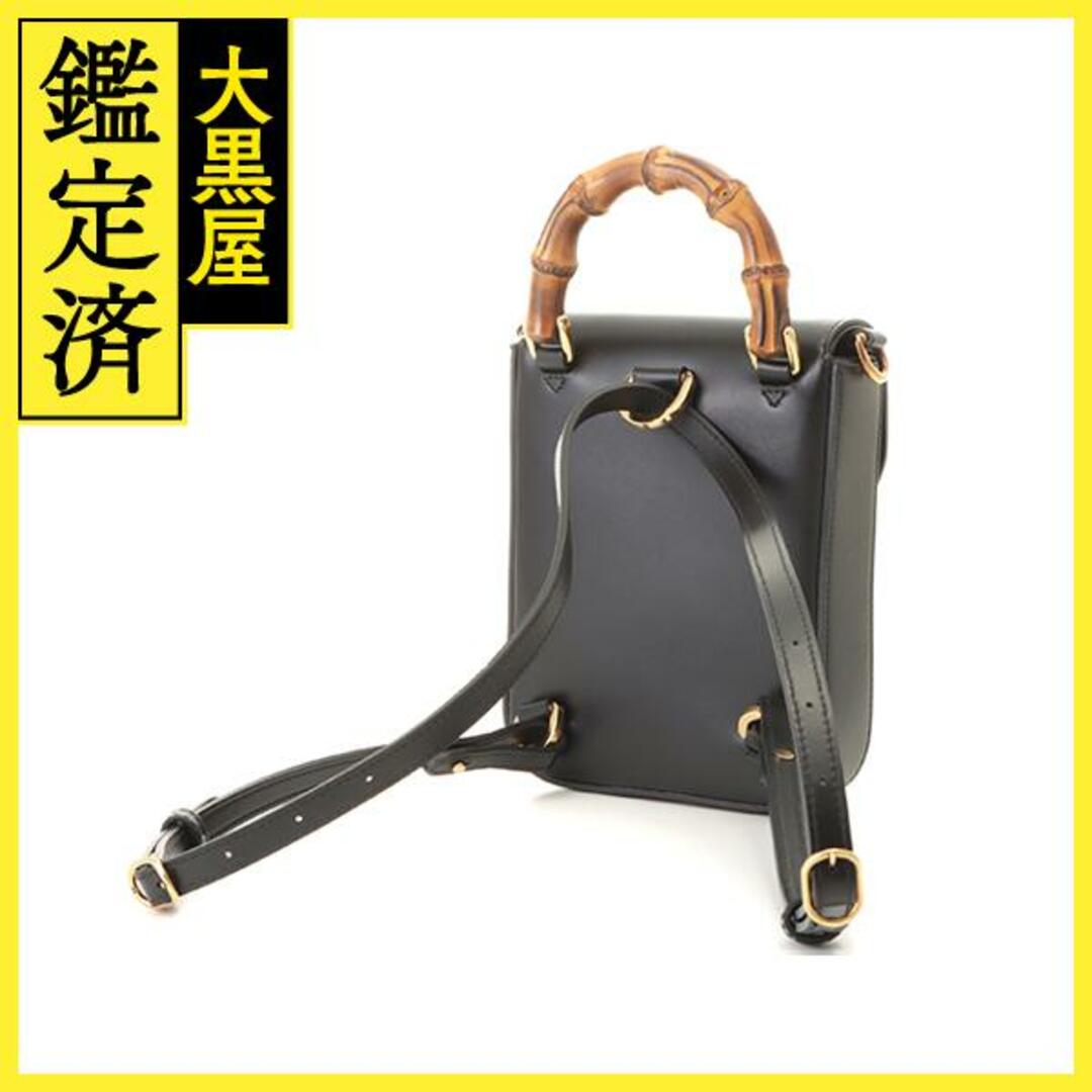 Gucci(グッチ)のGUCCI　グッチ　バンブーミニハンドバッグ　ブラック　レザー【471】I レディースのバッグ(リュック/バックパック)の商品写真