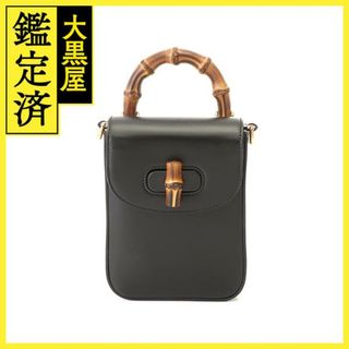 グッチ(Gucci)のGUCCI　グッチ　バンブーミニハンドバッグ　ブラック　レザー【471】I(リュック/バックパック)