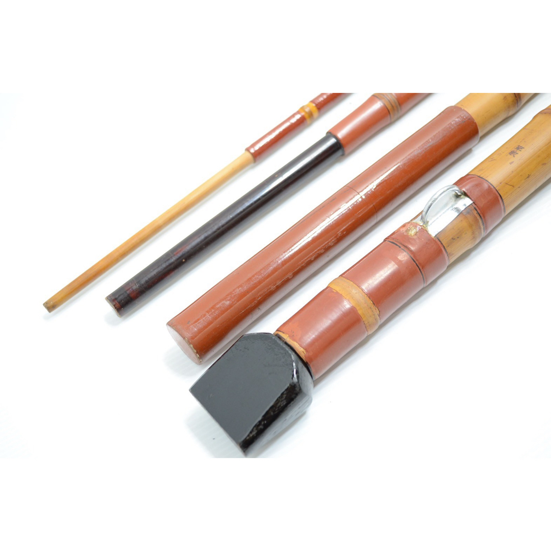 超美品】石鯛和竿 俊貞作 口巻唐草塗三本半継|磯竿 超美品】石鯛和竿 俊貞作 口巻唐草塗三本半継|磯竿