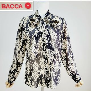 バッカ(BACCA)の【美品】サラサラ素材　バッカ　ドット　水玉　シースルー　ボウタイ　長袖シャツ(シャツ/ブラウス(長袖/七分))