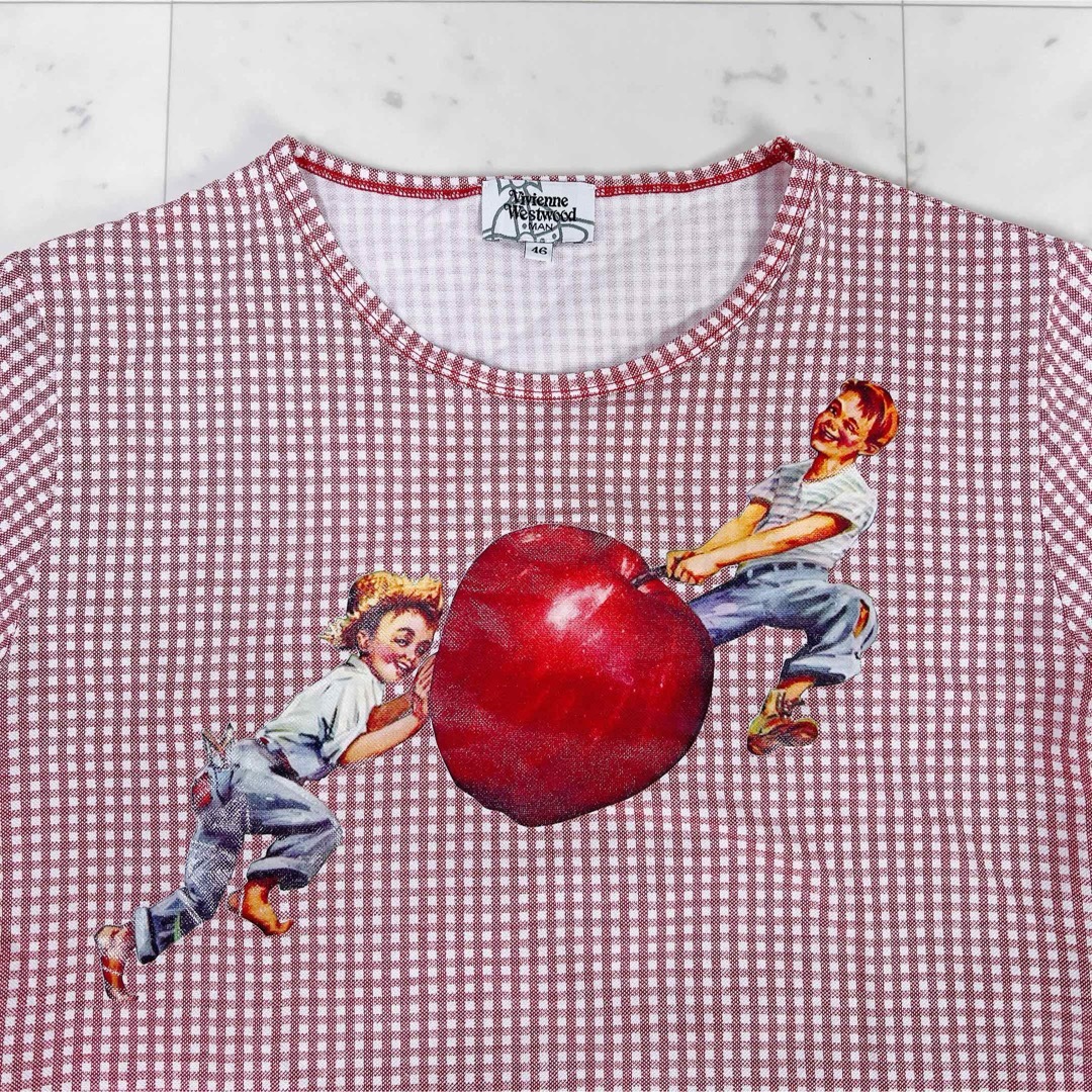 Vivienne Westwood - 《美品》ヴィヴィアンウエストウッド Tシャツ ギンガムチェック リンゴ 絵画