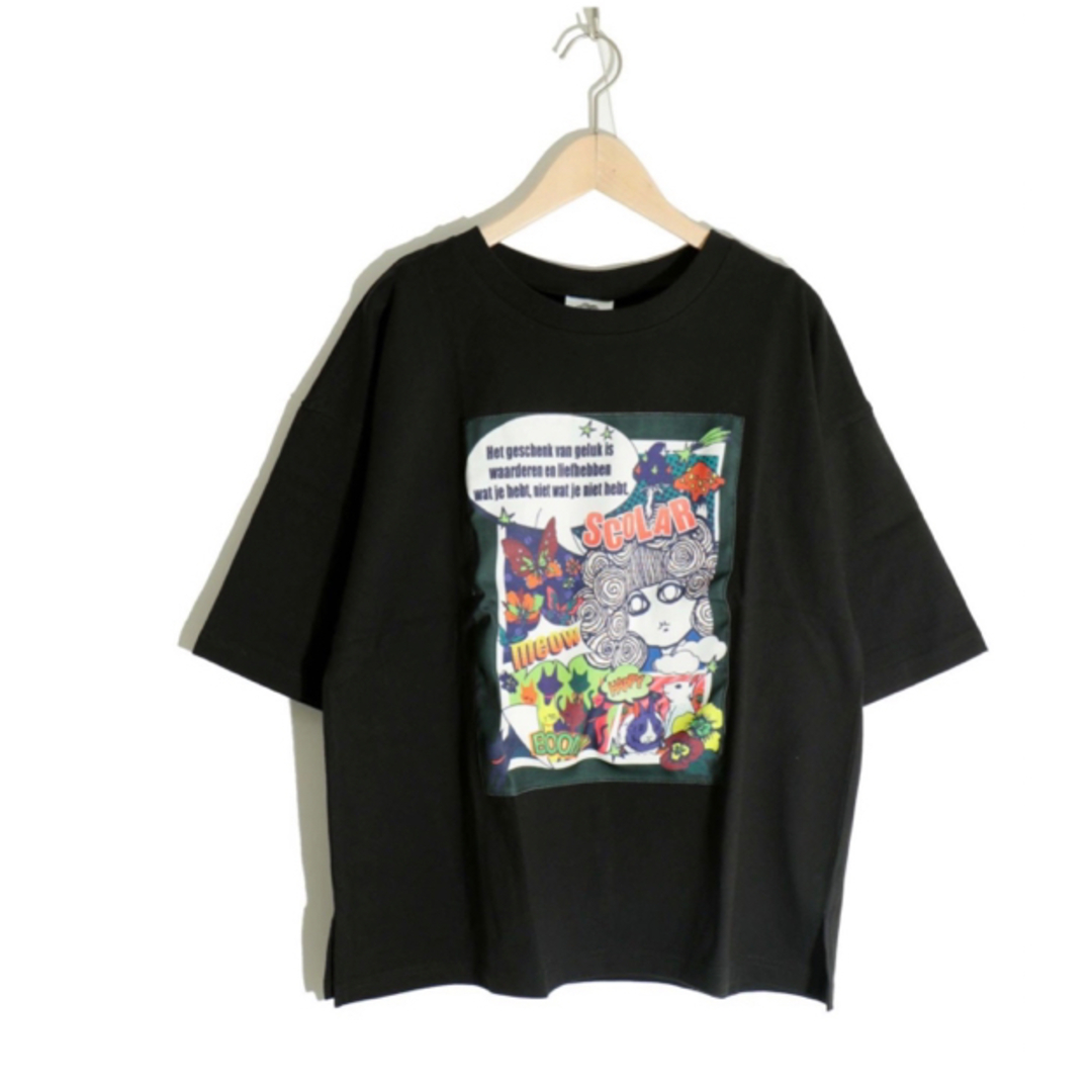 ScoLar(スカラー)のスカラー ScoLar アメコミ風アップリケTシャツ レディースのトップス(Tシャツ(半袖/袖なし))の商品写真
