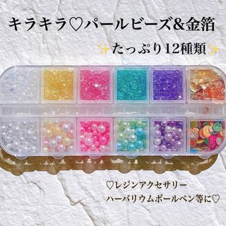 在庫限り パールビーズ　金箔　フルーツ 12種類　ハーバリウムボールペン　レジン(各種パーツ)