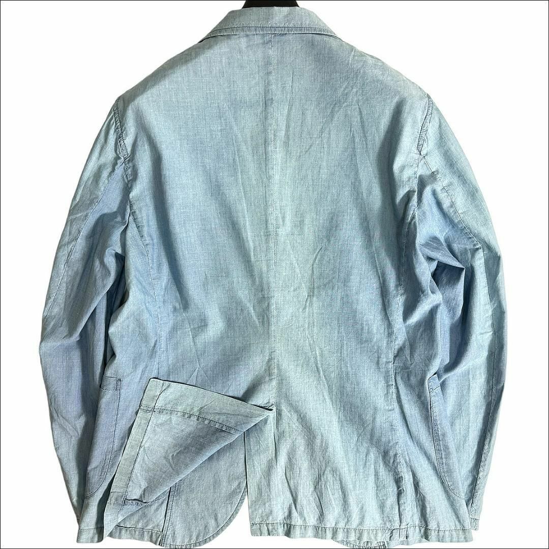 GIANNETTO(ジャンネット)のJ6345 美品 ジャンネット シャンブレー アンコンジャケット ブルー 48 メンズのジャケット/アウター(テーラードジャケット)の商品写真