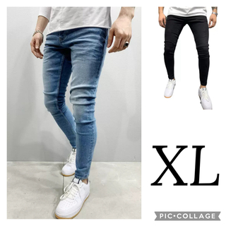 XL デニム　パンツ　スキニー　ストレッチ　履きやすい　伸びる　メンズ　細身(デニム/ジーンズ)