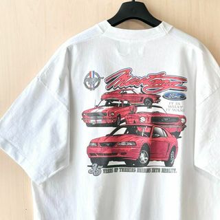 ヴィンテージ(VINTAGE)の90s USA製古着　ヴィンテージ　ポケットTシャツ　フォードマスタング　旧車(Tシャツ/カットソー(半袖/袖なし))