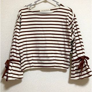 Dot&Stripes CHILDWOMAN ブラウンボーダートップス