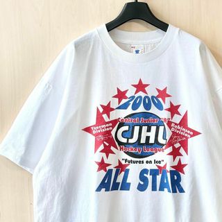 ヴィンテージ(VINTAGE)の00s古着　Y2K ヴィンテージ　スター　ホッケー　Tシャツ　シングルステッチ(Tシャツ/カットソー(半袖/袖なし))