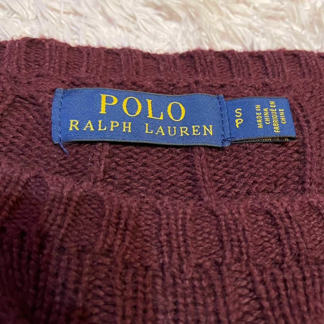 POLO RALPH LAUREN(ポロラルフローレン)のポロラルフローレン　コットンニット　ケーブル　ボルドー メンズのトップス(ニット/セーター)の商品写真