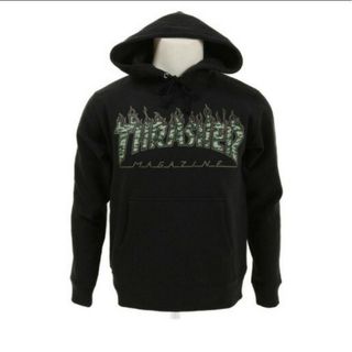 スラッシャー(THRASHER)のTHRASHER  タイガーカモフラ柄プルオーバーパーカー【黒】(パーカー)