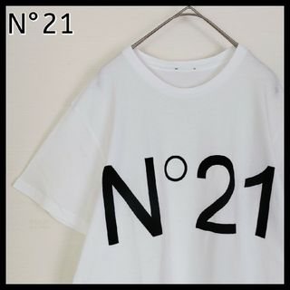 ヌメロヴェントゥーノ(N°21)の【ビッグロゴ】N°21 ヌメロ ヴェントゥーノ☆半袖Tシャツ　白　イタリア製　S(Tシャツ/カットソー(半袖/袖なし))