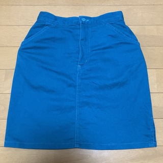 スカート　コバルトブルー　ウエスト55(ひざ丈スカート)