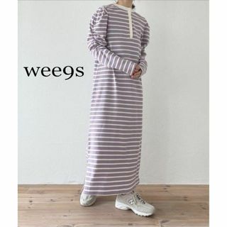 美品●wee9s puff shoulder border one piece(ロングワンピース/マキシワンピース)