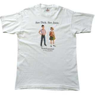フルーツオブザルーム(FRUIT OF THE LOOM)の古着　90s　See Dick. See Jane.　Tシャツ　XL　白 *(Tシャツ/カットソー(半袖/袖なし))