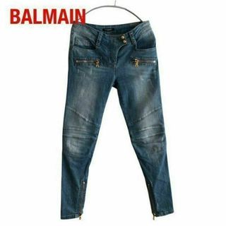 バルマン(BALMAIN)のBALMAINバルマンスキニーデニム　バイカーデニムダメージ加工　ジーンズ36(デニム/ジーンズ)